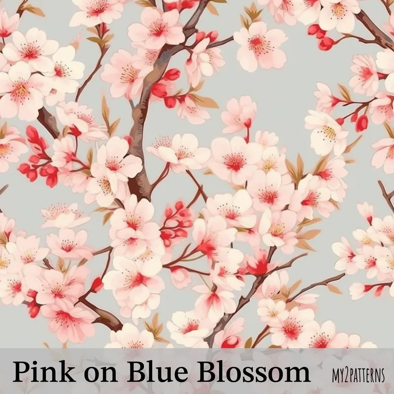 Pink on Blue Blossom pattern
