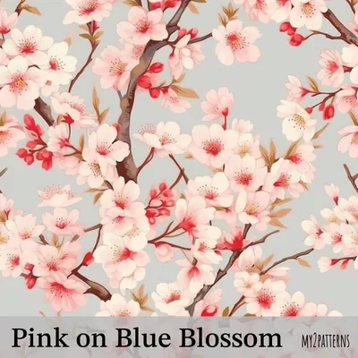 Pink on Blue Blossom pattern